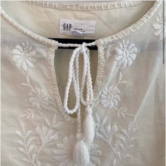 Gap boho embroidered cotton linen pull on shirt women's XS bohemian feminine - Picture 2 of 11